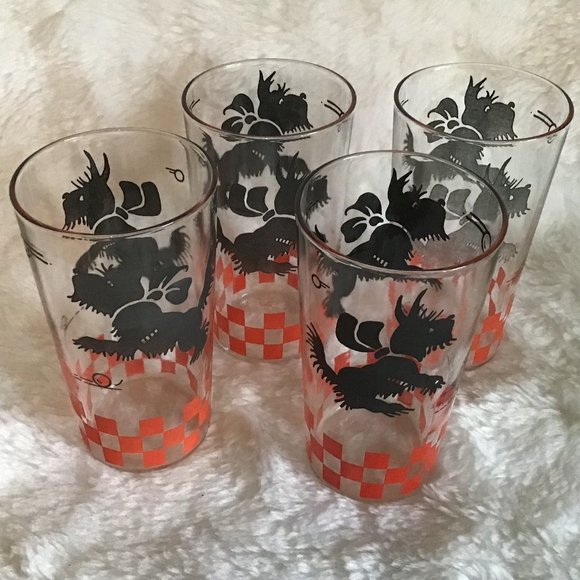 Hazel Atlas Black Scottie Dog Tumblers / Glasses - Picture 5 of 6